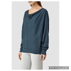 EUC All Saints Elgar Button Back Cowl Neck Sweater